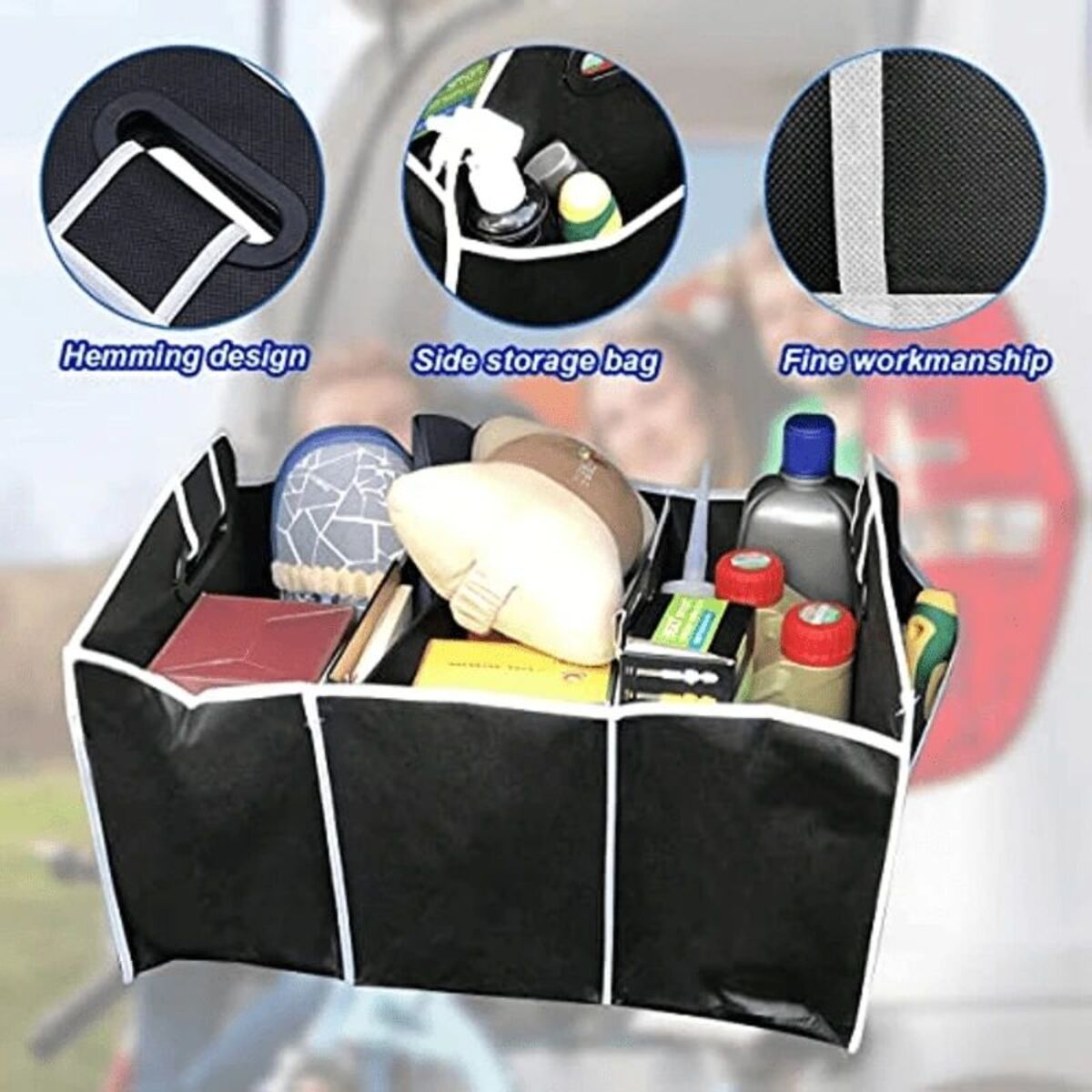 Car Trunk Organizer - Large Capacity &amp; Foldable Design